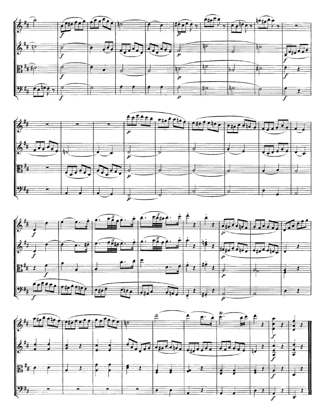 Mozart《Quartet No.20 in D Major,K.499》（总谱）