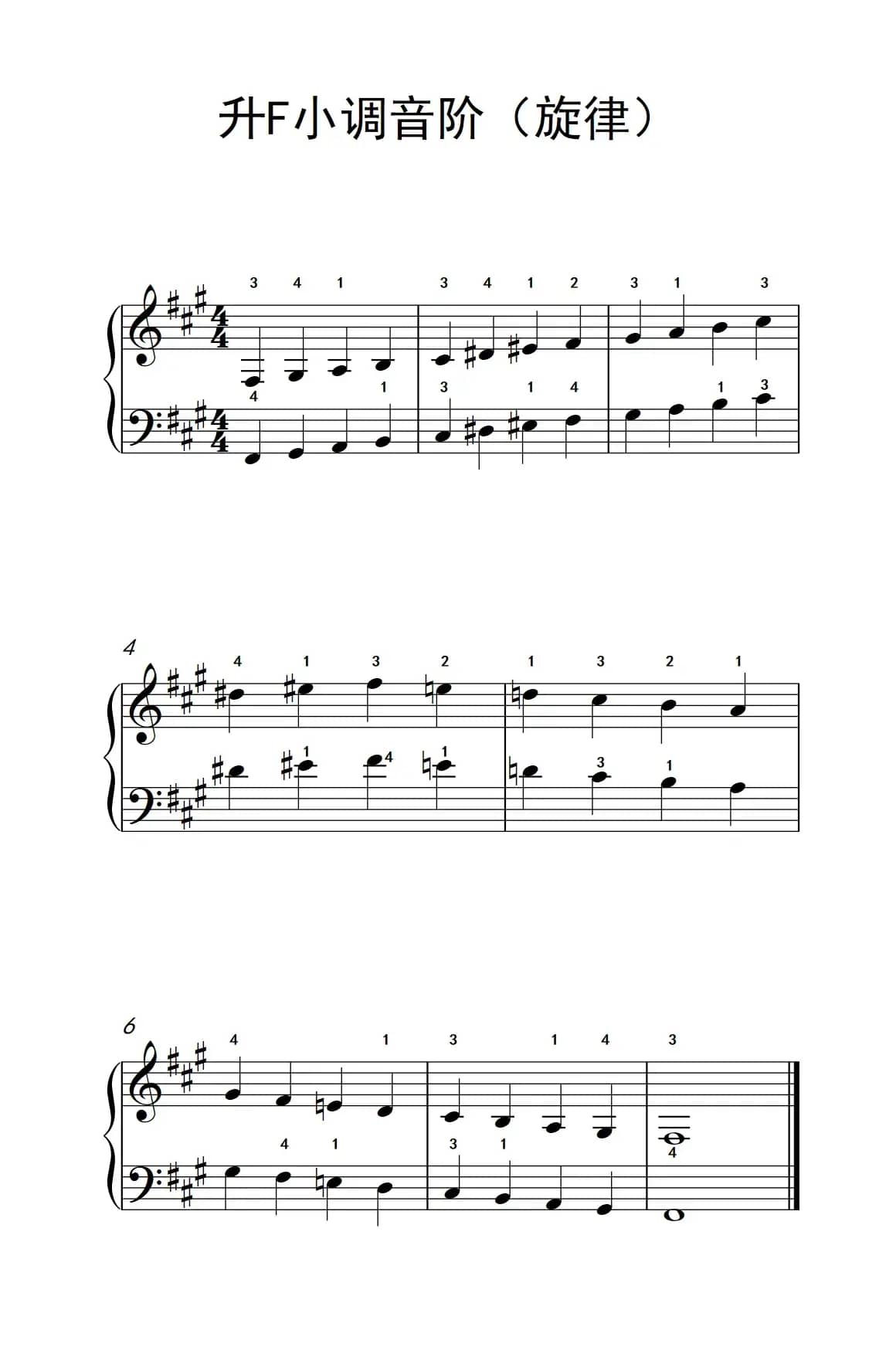 升F小调音阶（旋律）（儿童钢琴练习曲）