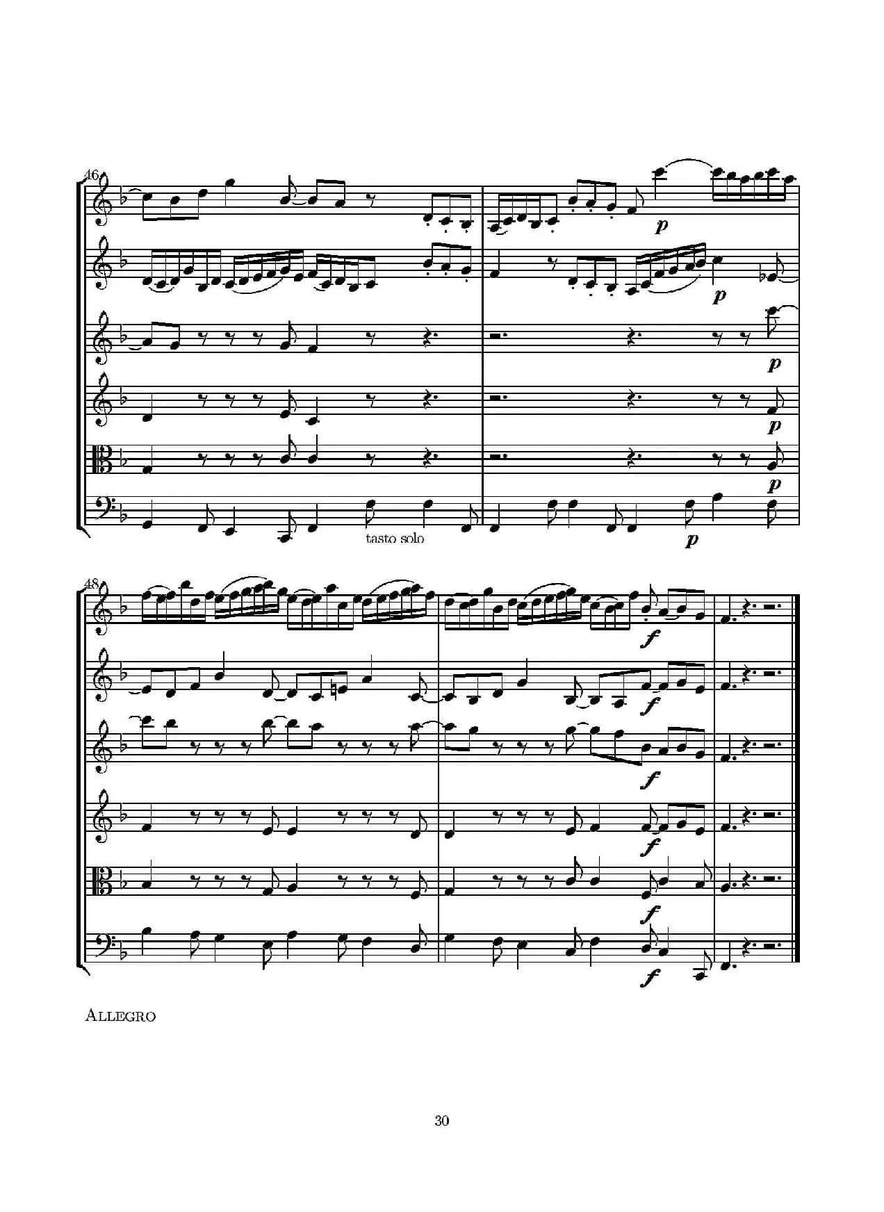 D小调无伴奏协奏曲（总谱）