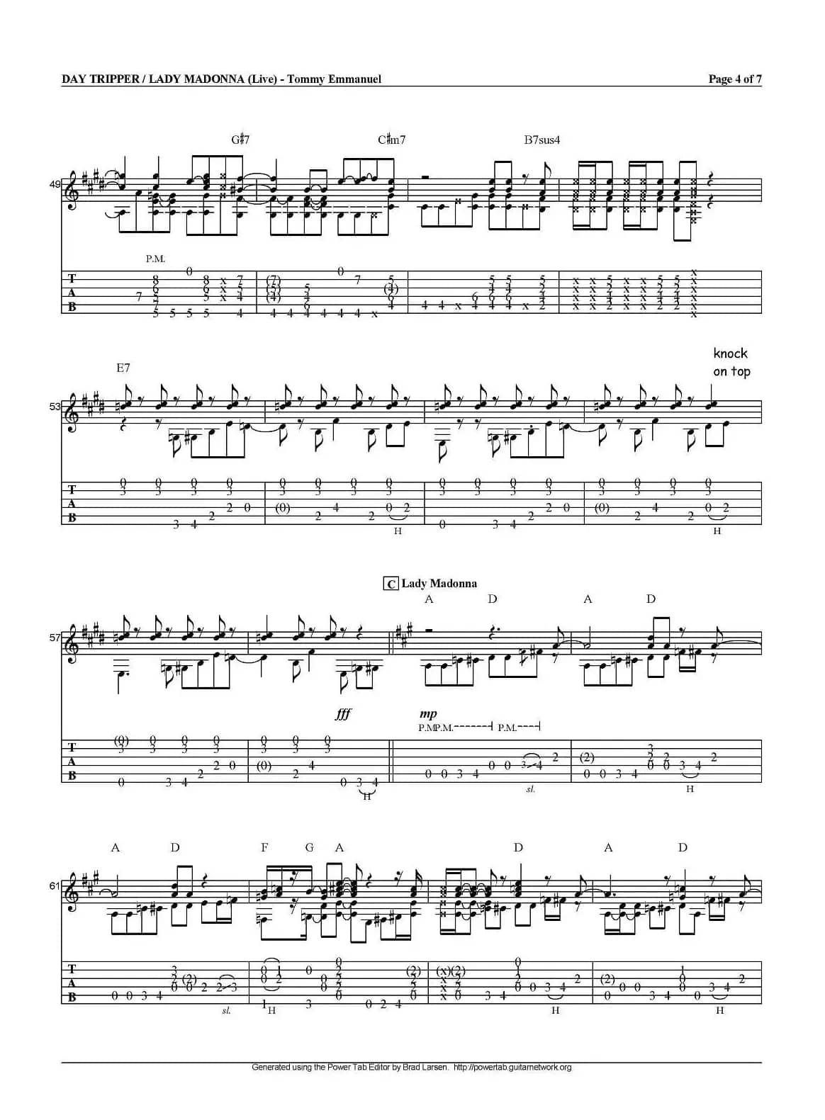 tommy emmanuel:day tripper/lady madonna（指弹吉他）