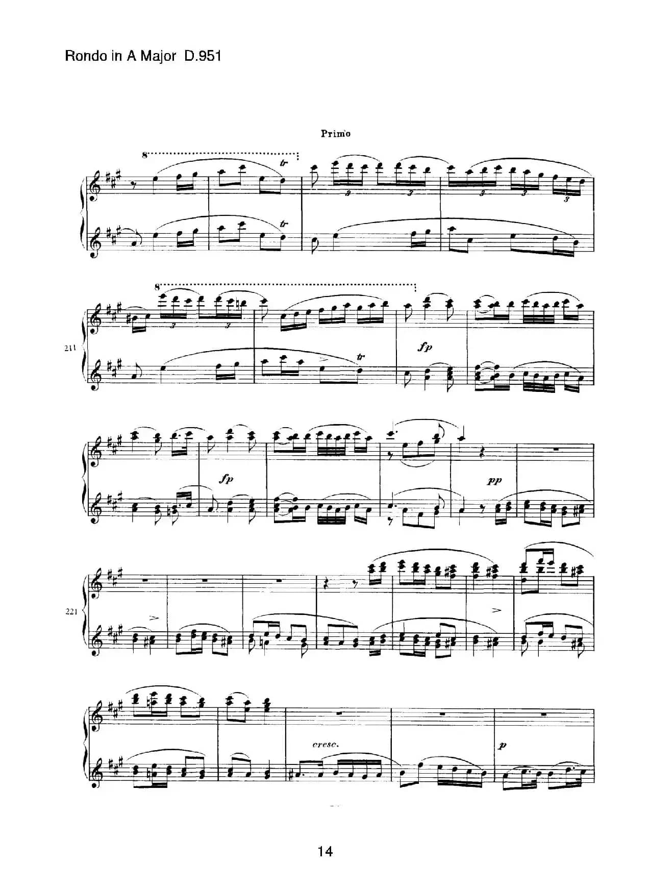 Grand Rondeau in A Major Op.107（A大调回旋曲·四手联弹）