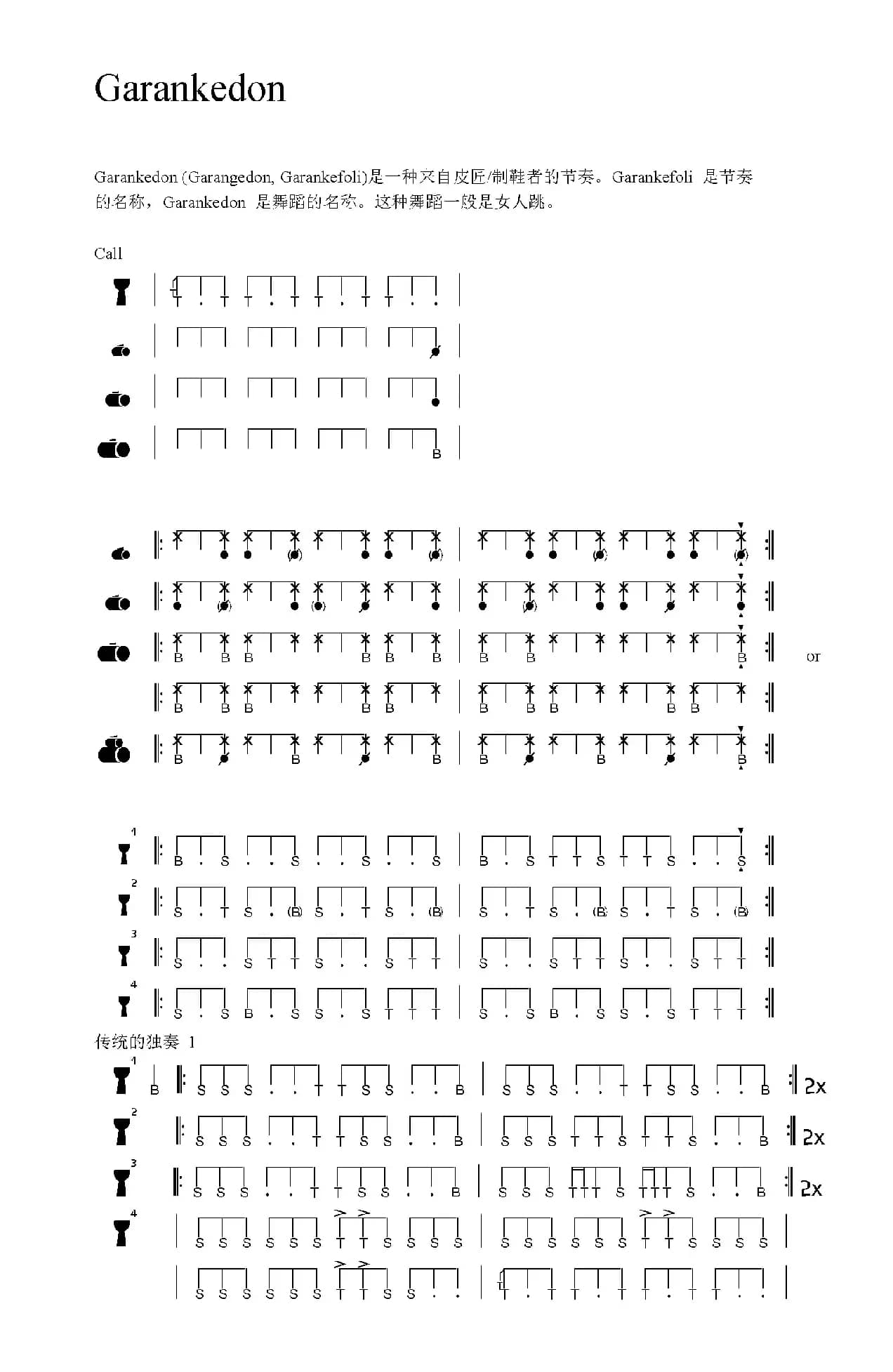 Garankedon（非洲手鼓谱）