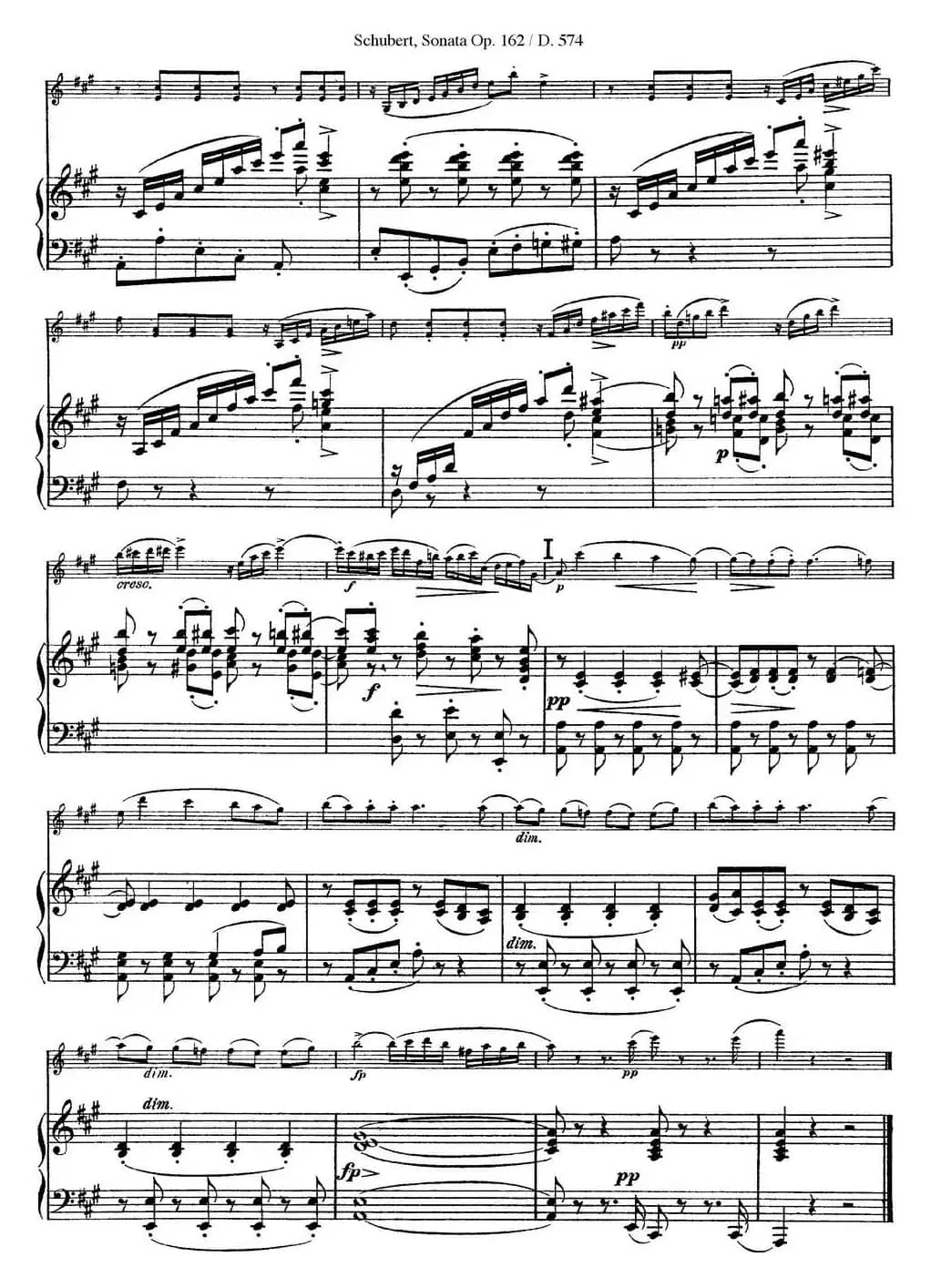 Violin Sonata in A major Op.162 D.574（小提琴+钢琴伴奏）