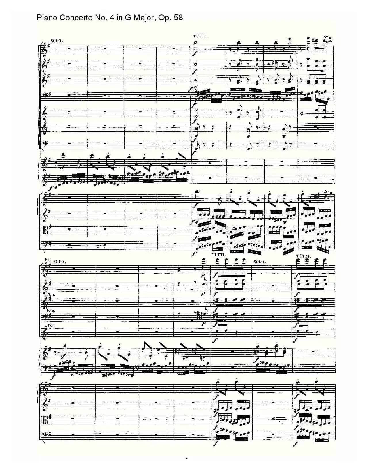 Ｇ大调钢琴第四协奏曲 Op.58 第三乐章（总谱）