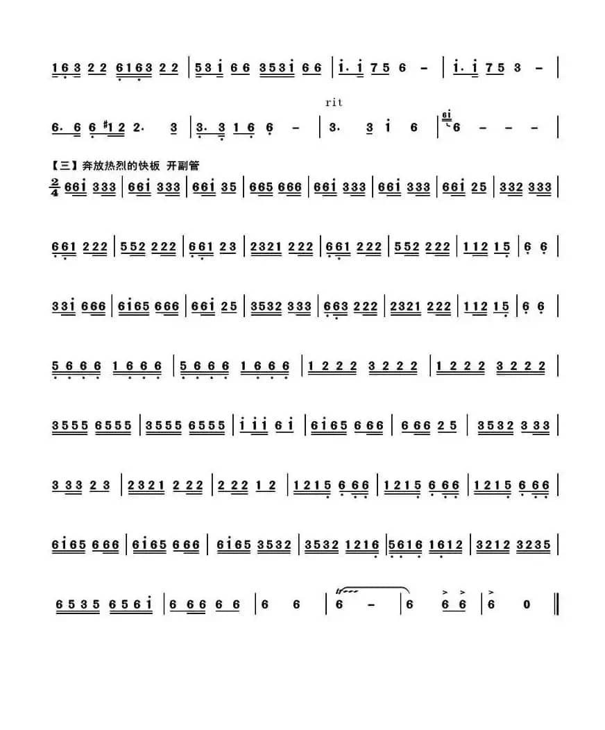 犇骏彝家人（八孔葫芦丝旋律谱）