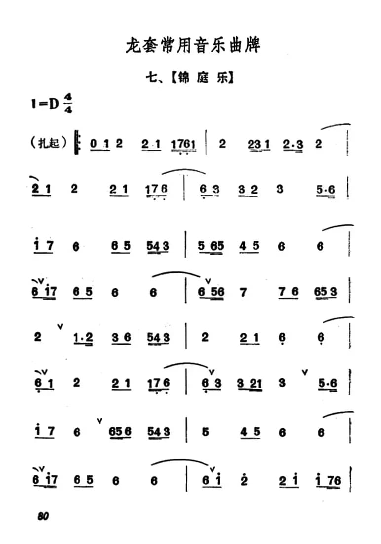 龙套常用音乐曲牌：7、锦庭乐