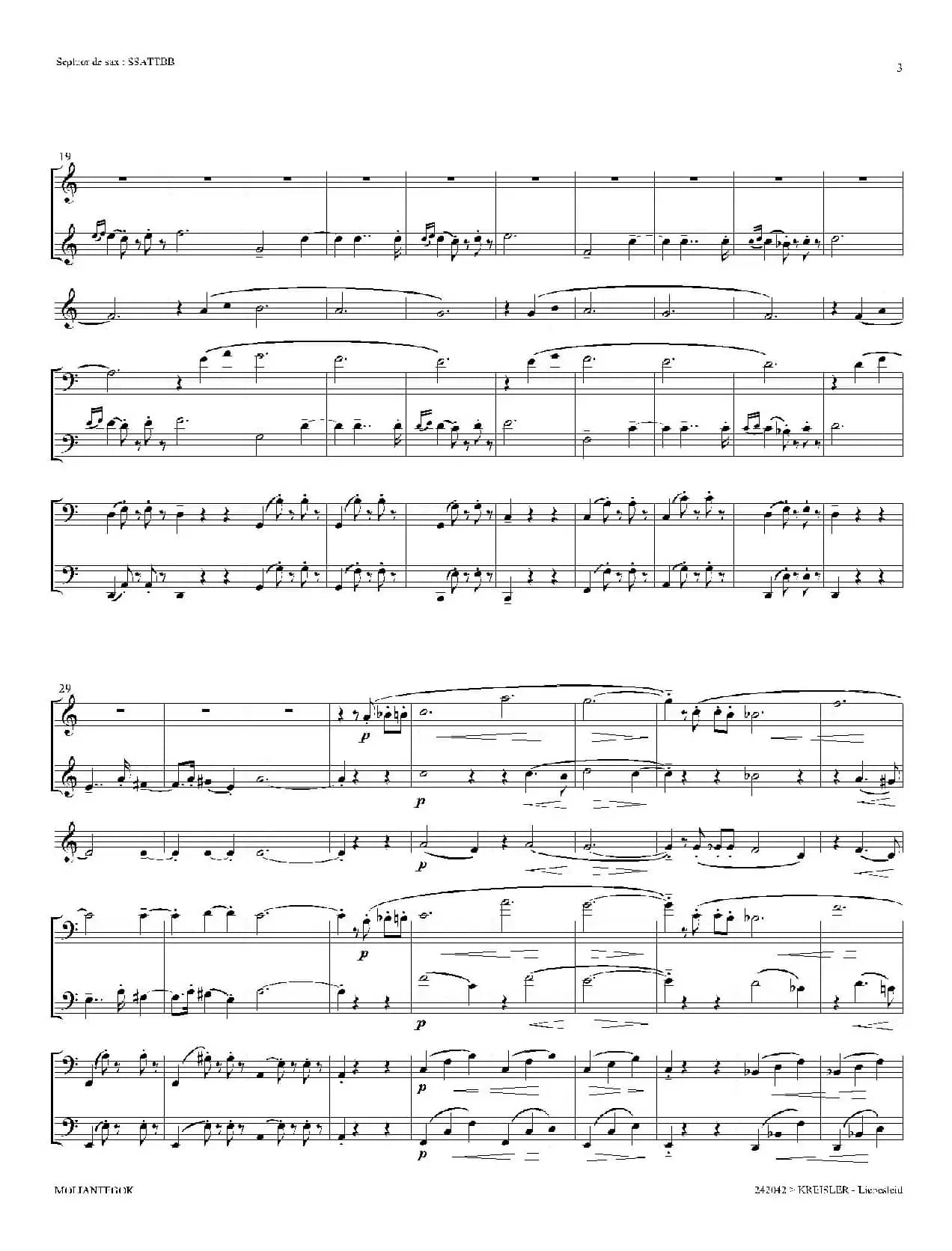 Liebesleid（四重奏、总谱）