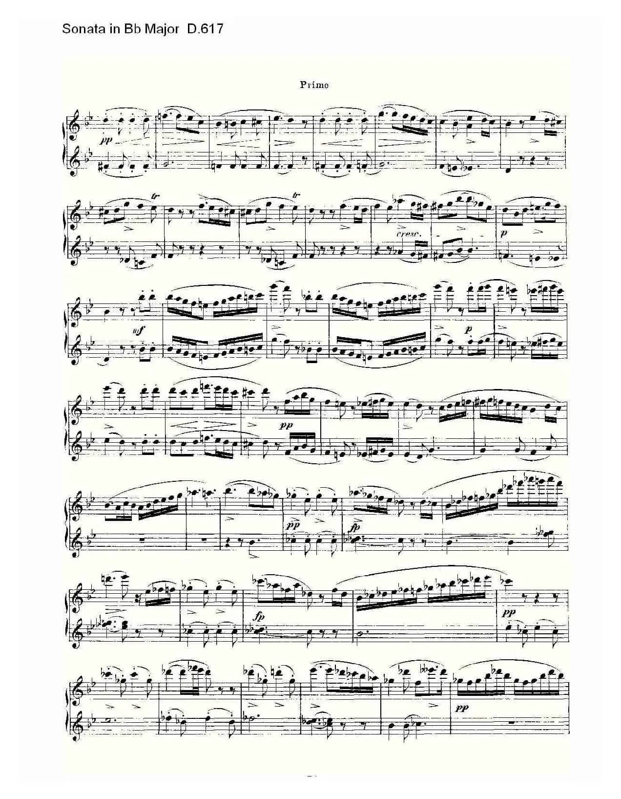 Sonata in Bb Major D.617(Bb大调奏鸣曲 D.617)