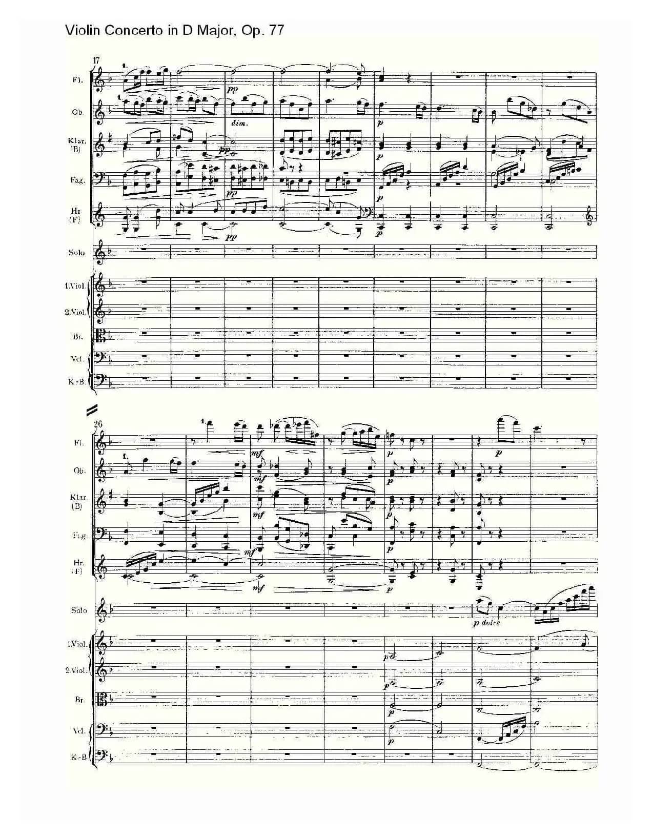 D大调小提琴协奏曲, Op.77第二乐章