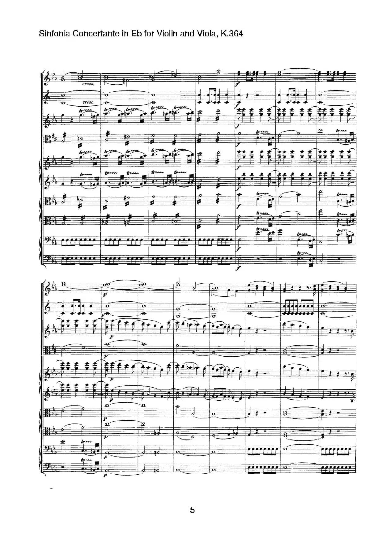 降E大调交响协奏曲（《Sinfonia Concertante in Eb》for Violin and Viola K.364）