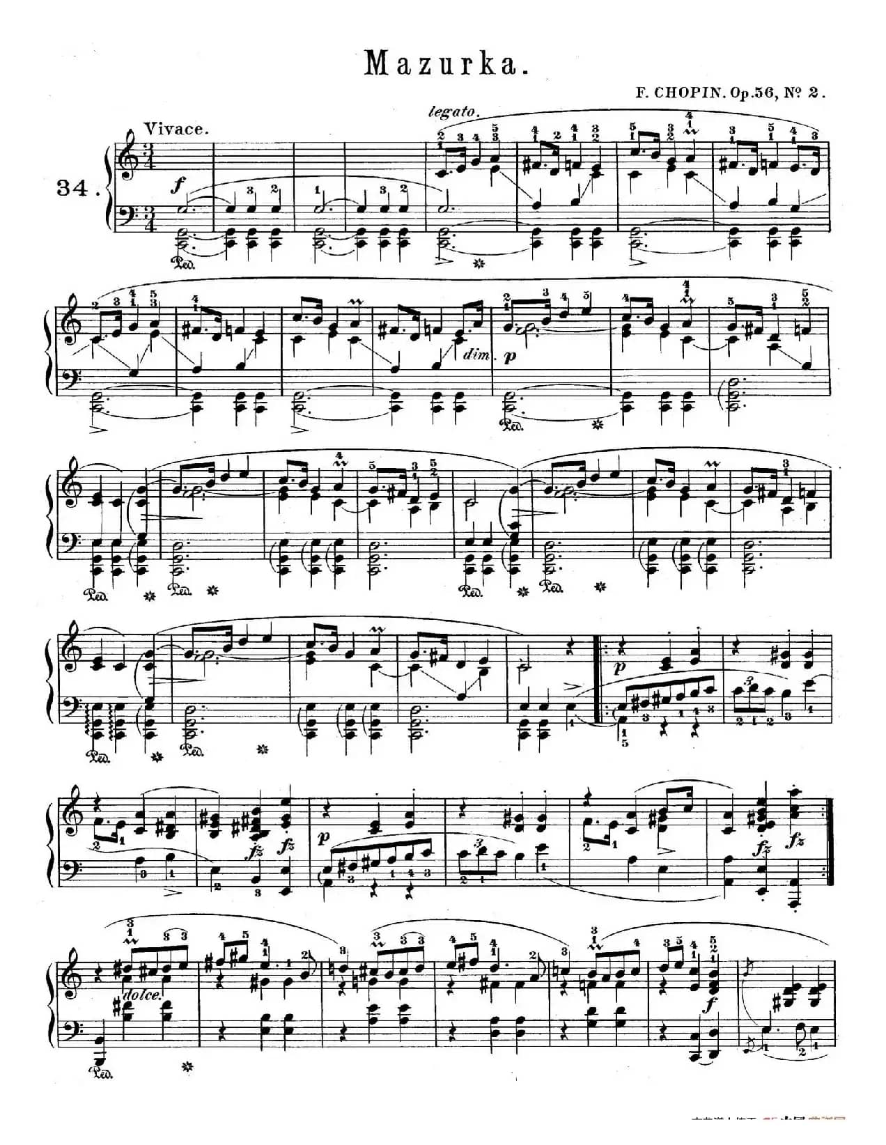 Trois Mazurkas Op.56（3首玛祖卡舞曲·2）