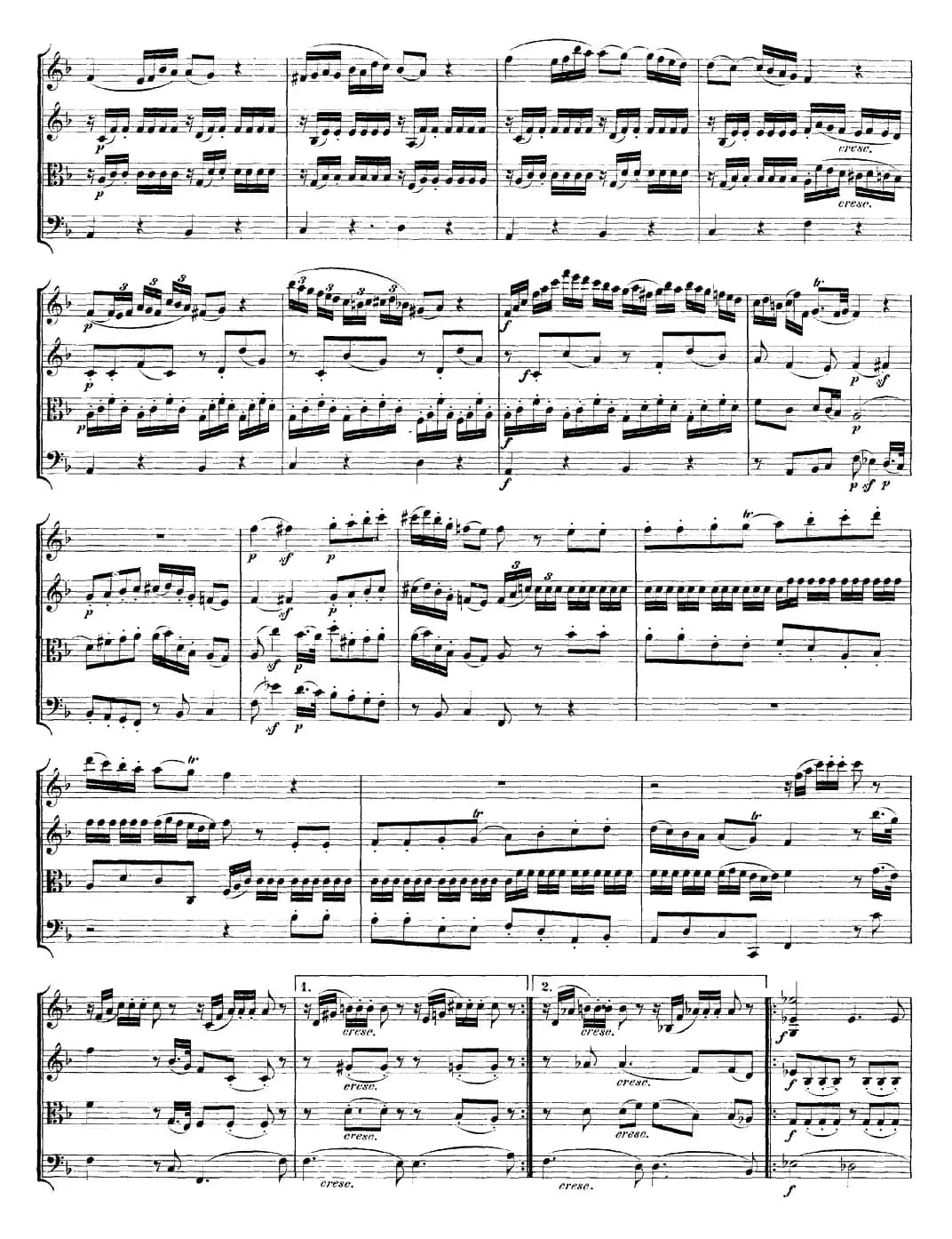 Mozart《Quartet No.15 in D Minor,K.421》（总谱）