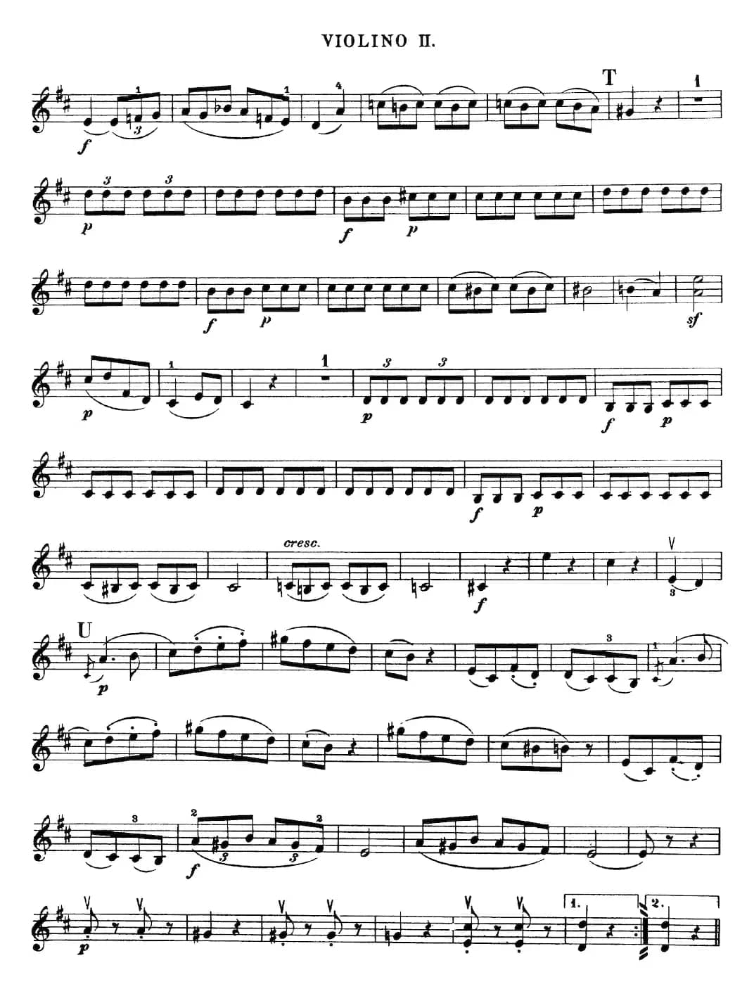 Mozart《Quartet No.20 in D Major,K.499》（Violin 2分谱）