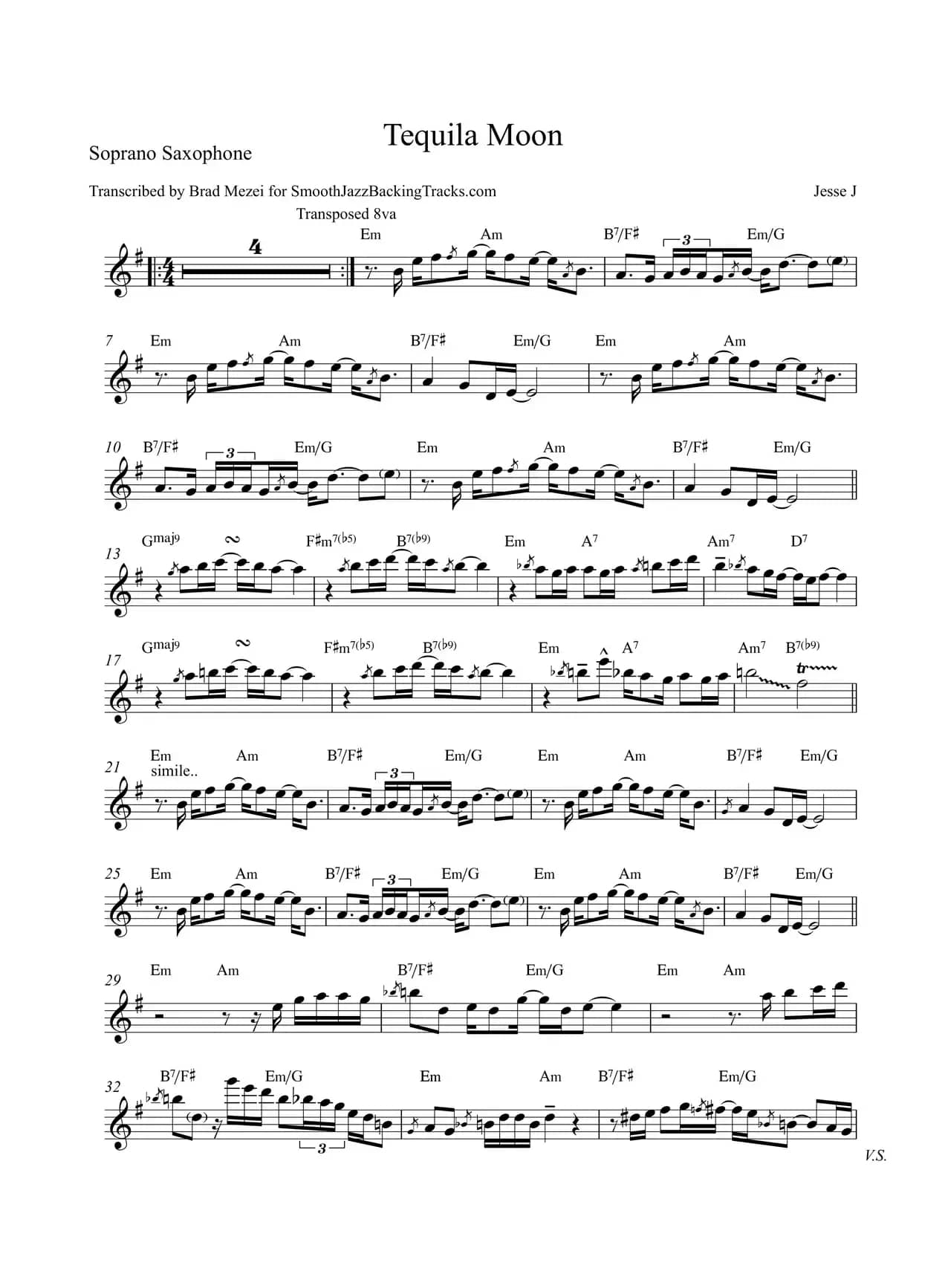 Tequila Moon（高音萨克斯）