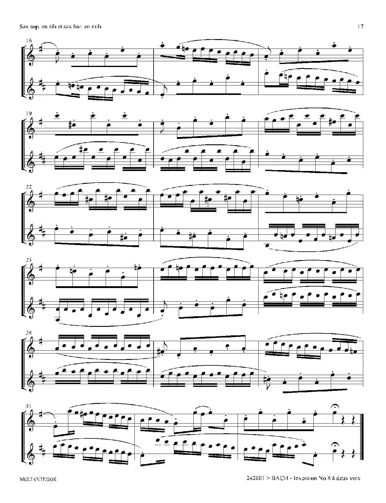 Inventions 巴赫15首创意曲（二重奏—8）