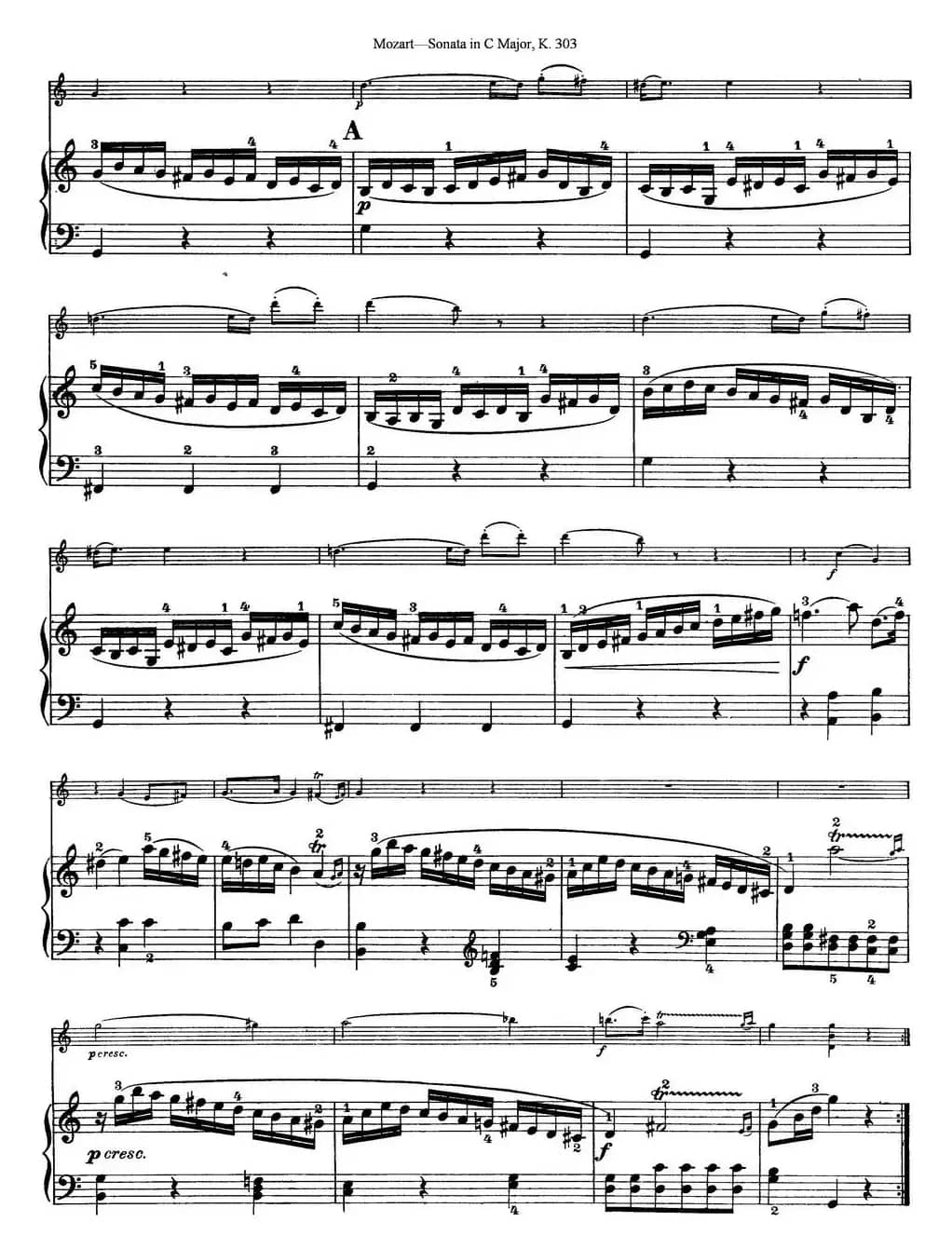 Violin Sonata in C Major K.303（小提琴+钢琴伴奏）