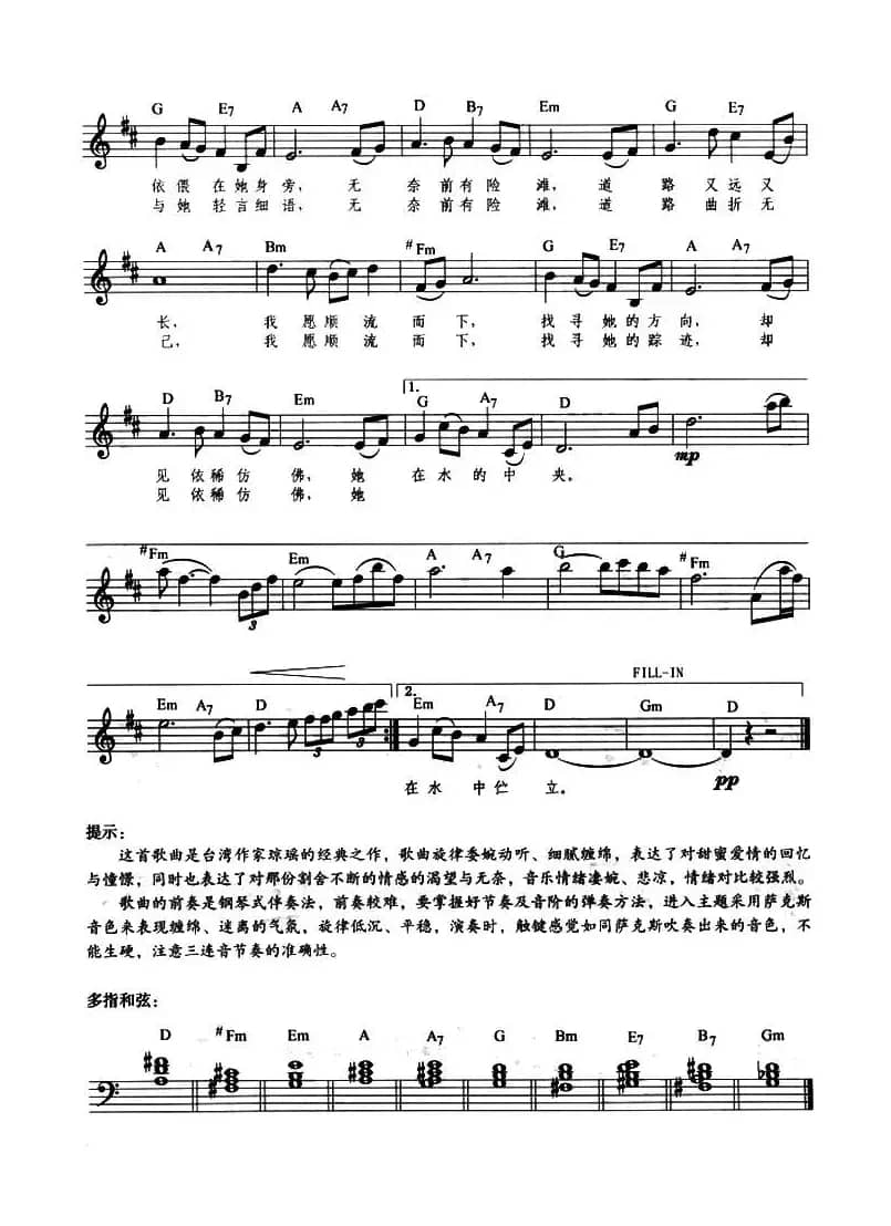 在水一方（带歌词提示版）