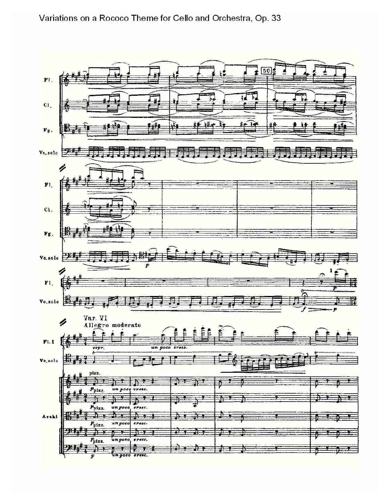 大提琴与管弦乐洛可可主题a小调变奏曲, Op.33（一）