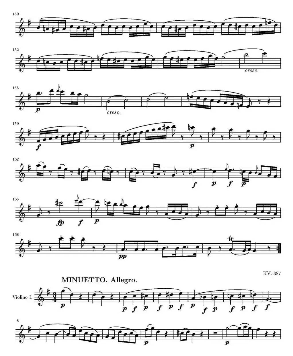 String Quartet KV.387（弦乐四重奏第一小提琴分谱）