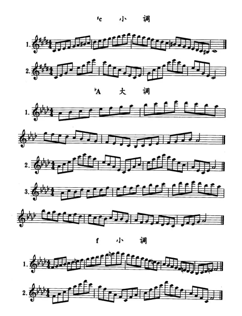 E大调、#c小调、bA大调、f小调、半音阶及3首练习曲