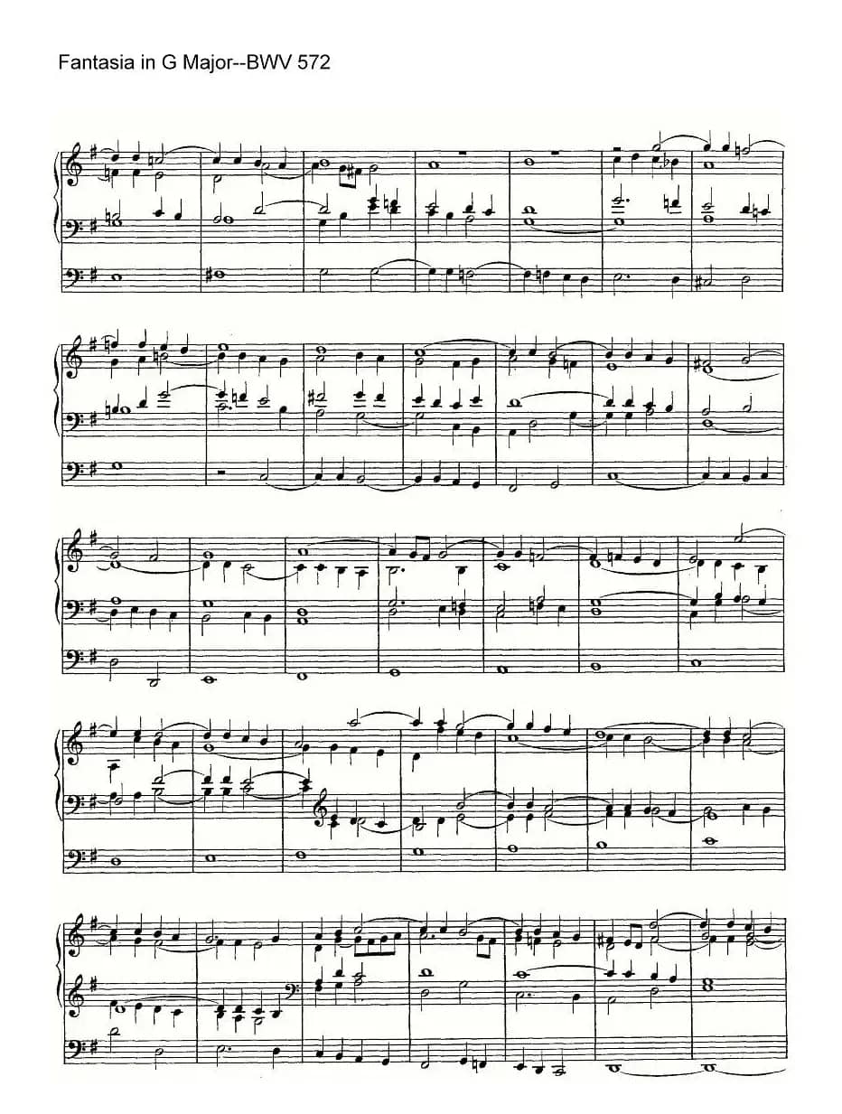 Fantasia in G Major--BWV 572（管风琴谱）