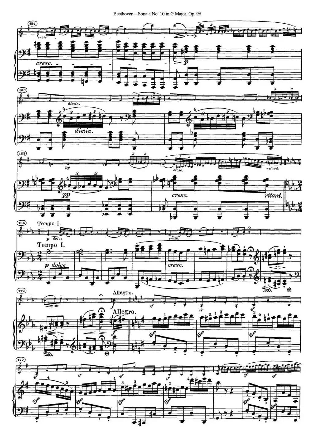 Violin Sonata No.10 in G Major Op.96（小提琴+钢琴伴奏）