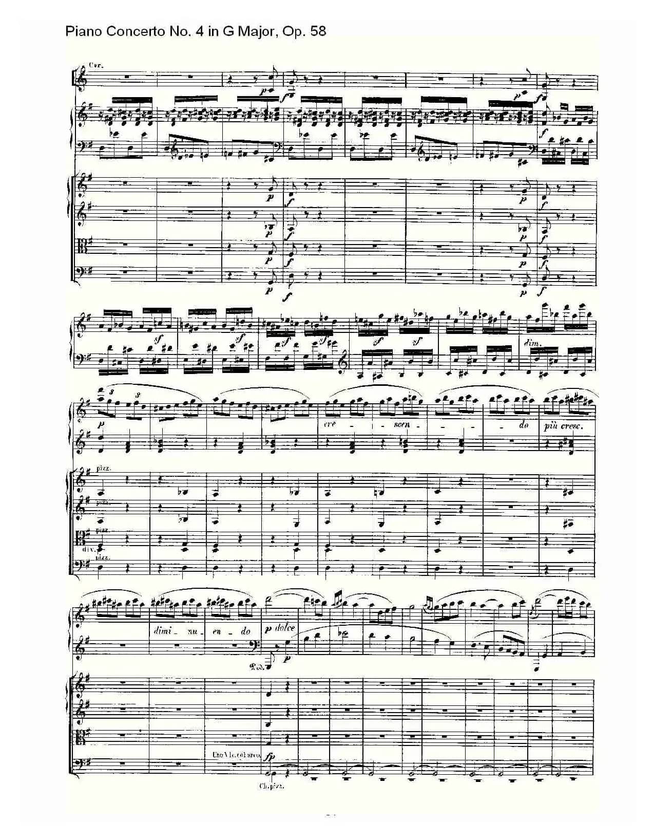 Ｇ大调钢琴第四协奏曲 Op.58 第三乐章（总谱）