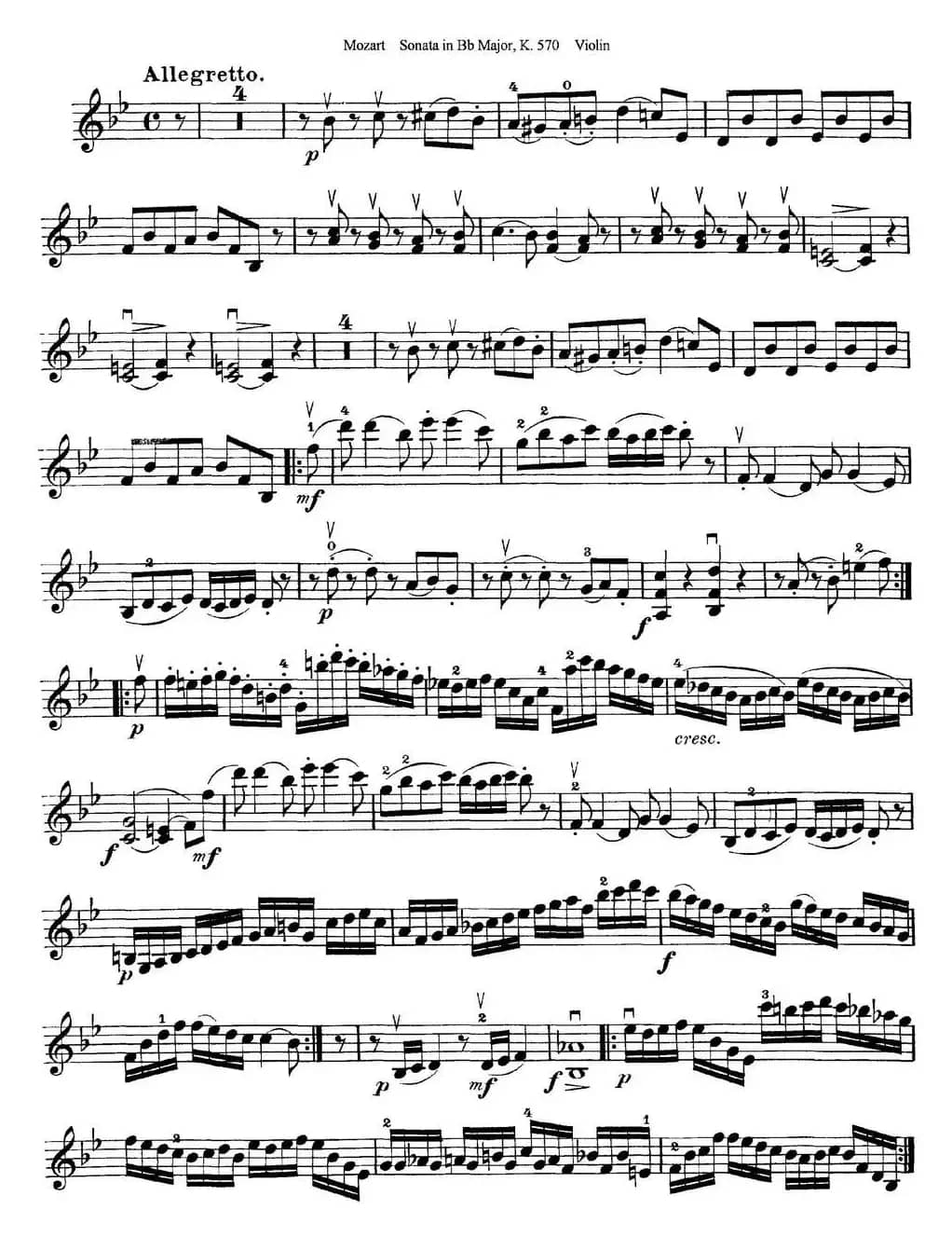 Violin Sonata in Bb Major K.570