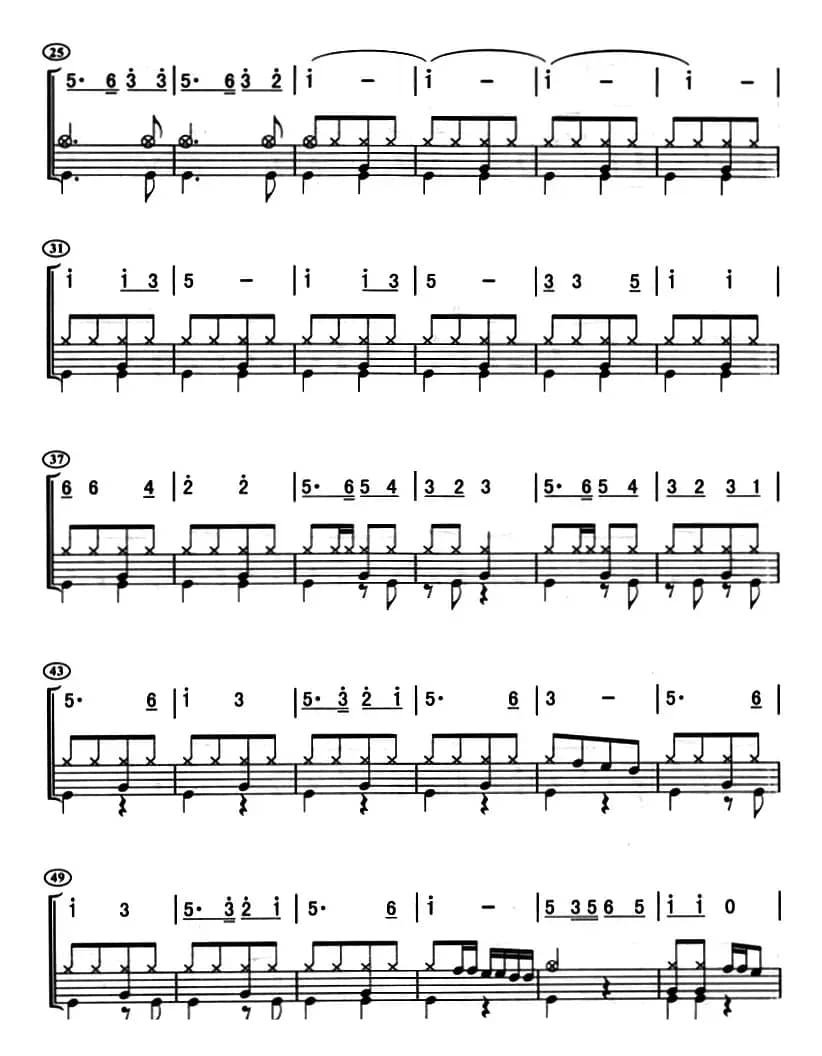 黄河的吼声（架子鼓、主旋律+鼓谱）