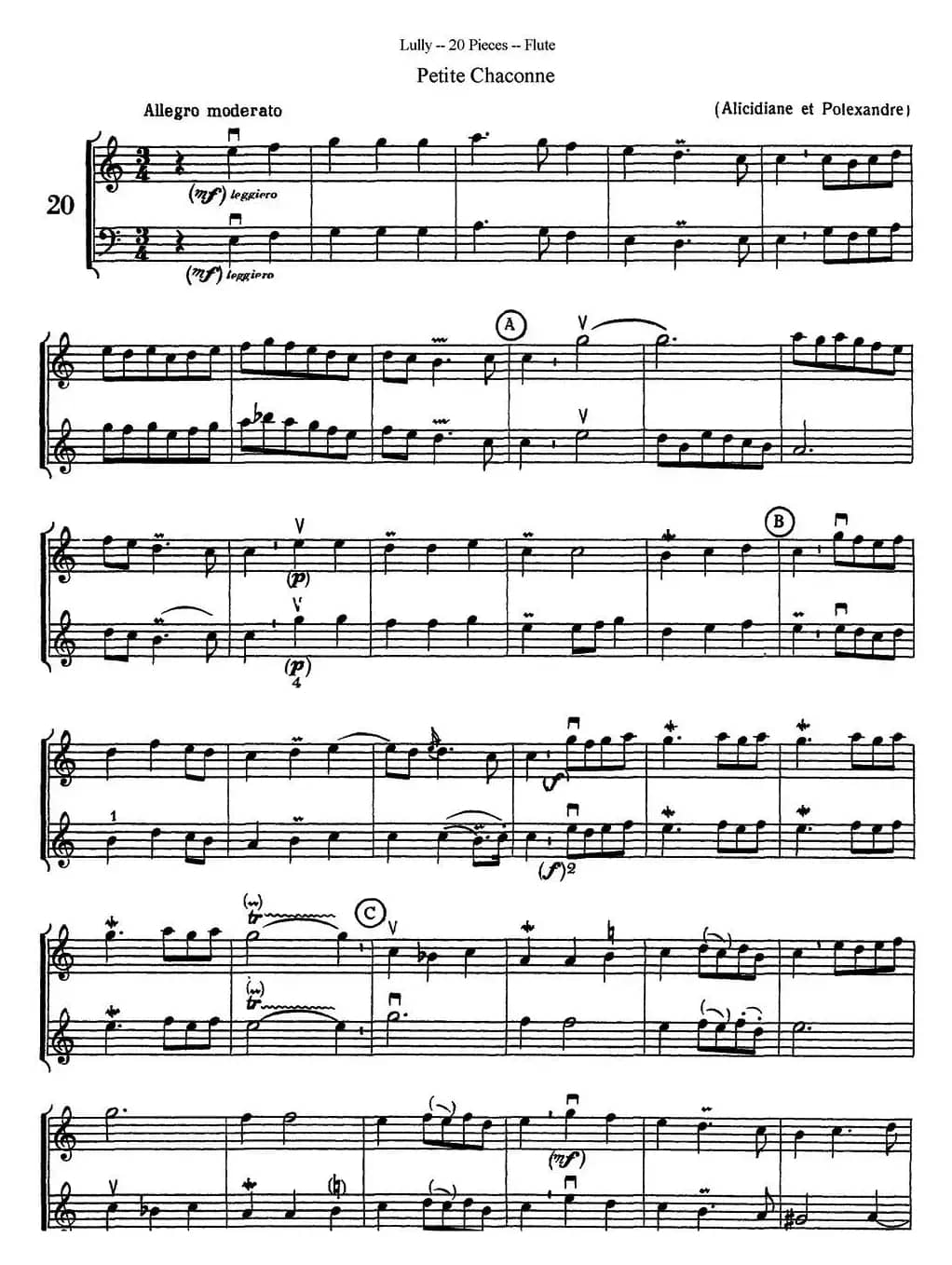 卢黎20首长笛附带钢琴伴奏曲