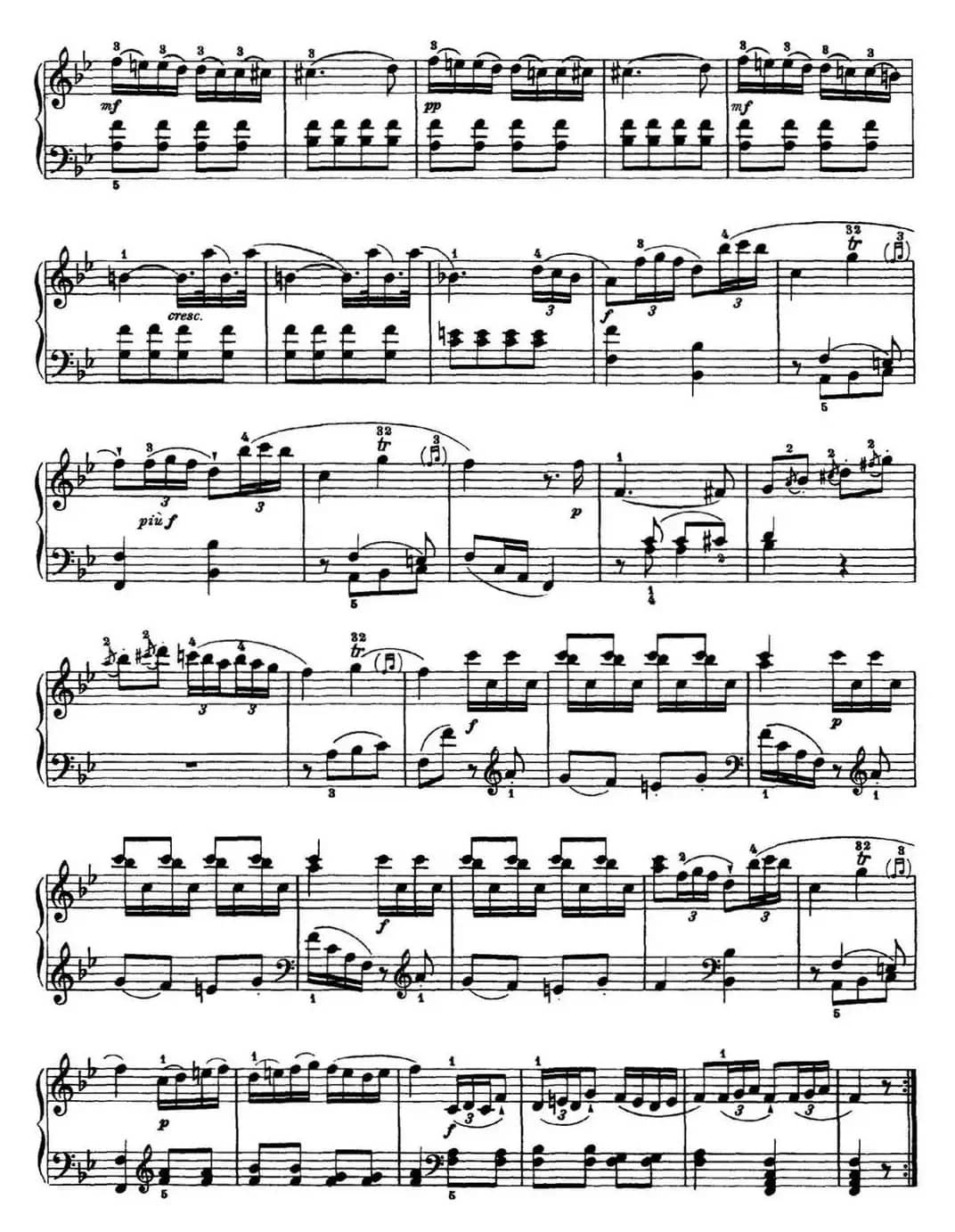 海顿 钢琴奏鸣曲 Hob XVI 2 Partita B-flat major