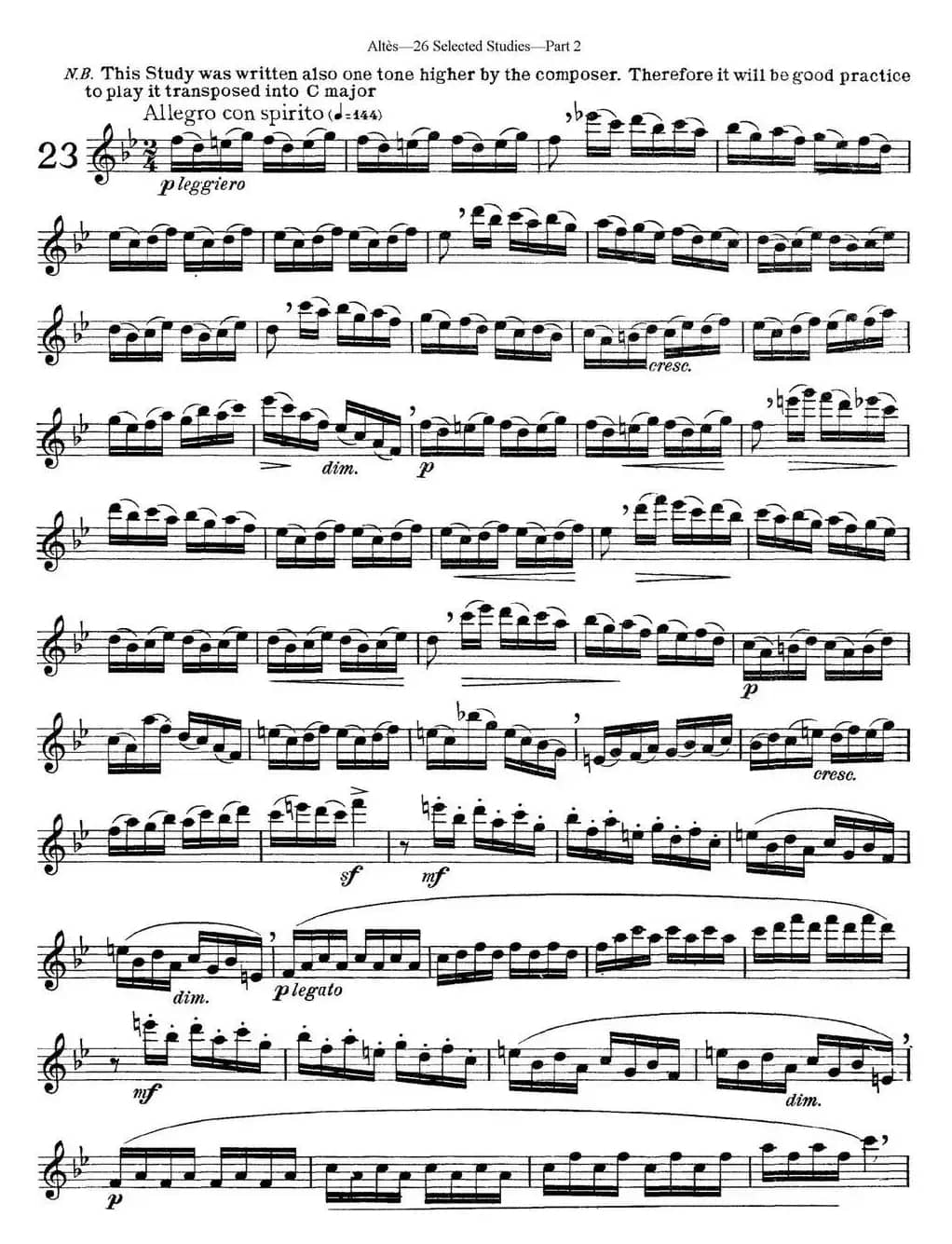 阿尔泰斯26首精选长笛练习曲（NO.23）