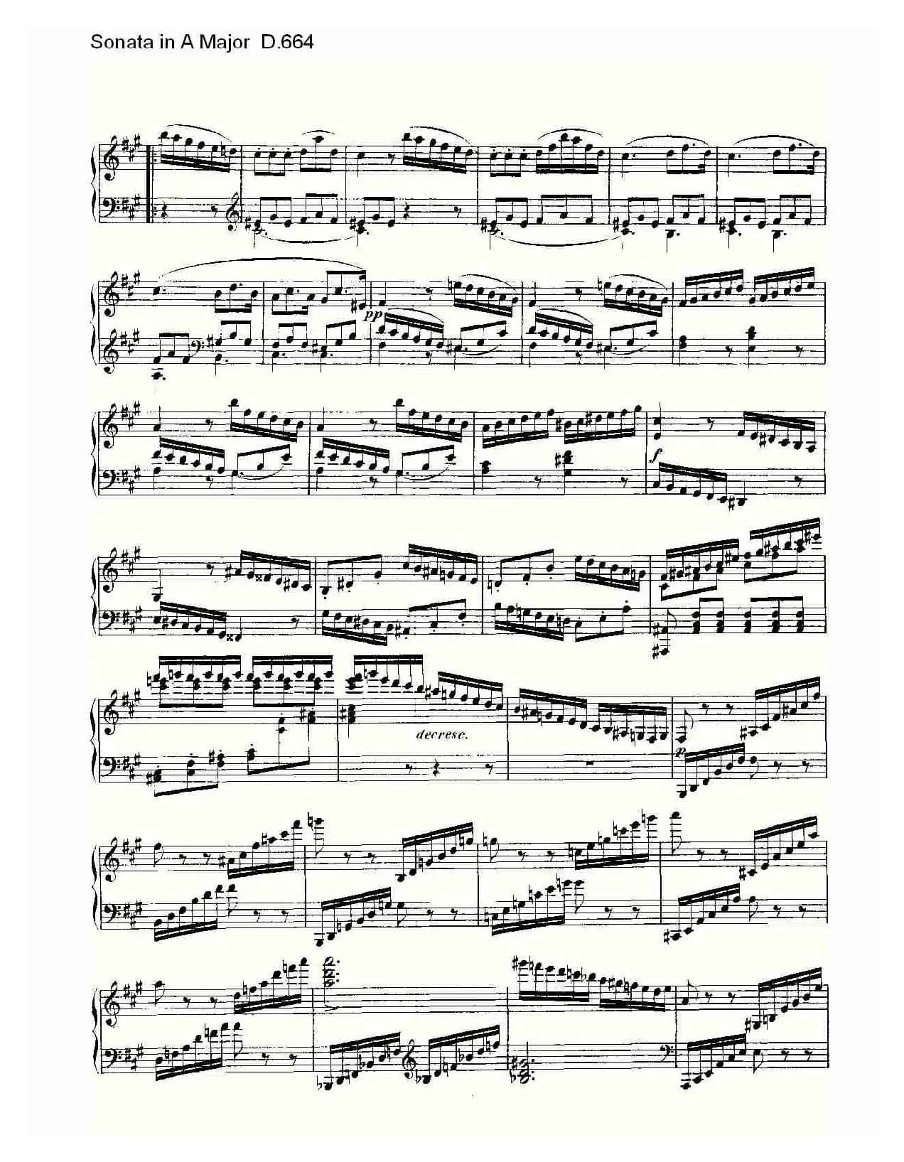 Sonata in A Major D.664（A大调奏鸣曲D.664）