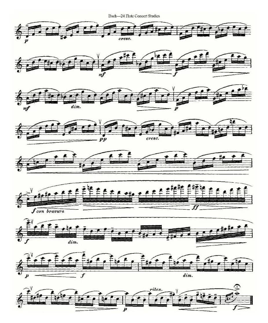 Bach-24 Flutc Concert Studies 之20—24（巴赫—24首长笛音乐会练习曲）