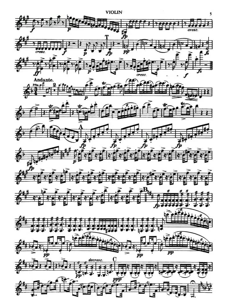 TROUT QUINTET（鳟鱼五重奏）（小提琴分谱）