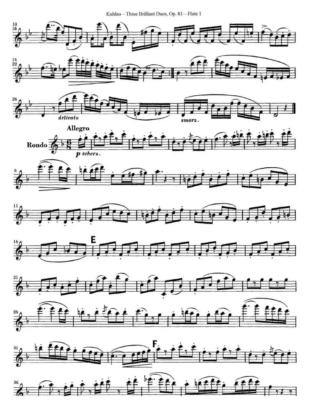 库劳长笛二重奏练习三段OP.81——Flute 1（NO.2）