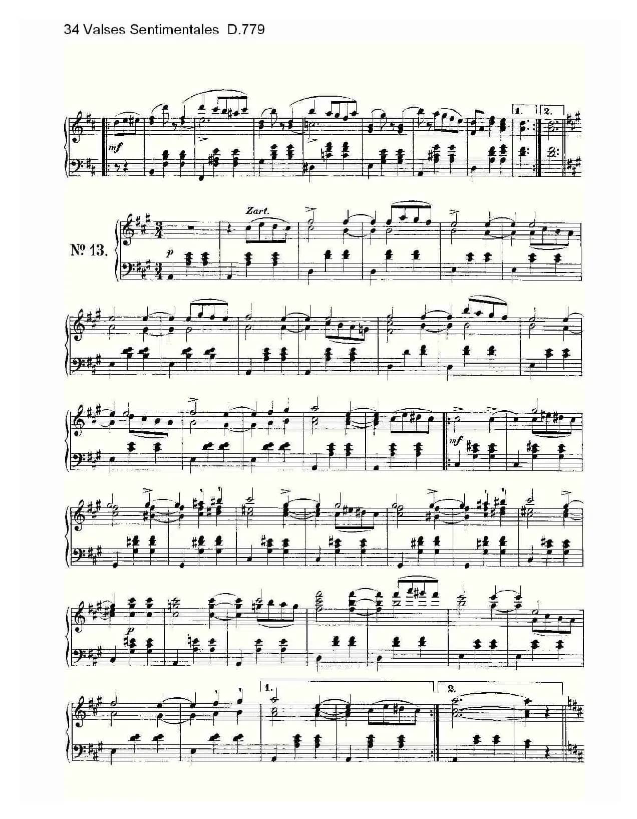 34 Valses Sentimentales D.779（34 伤感圆舞曲 D.779）
