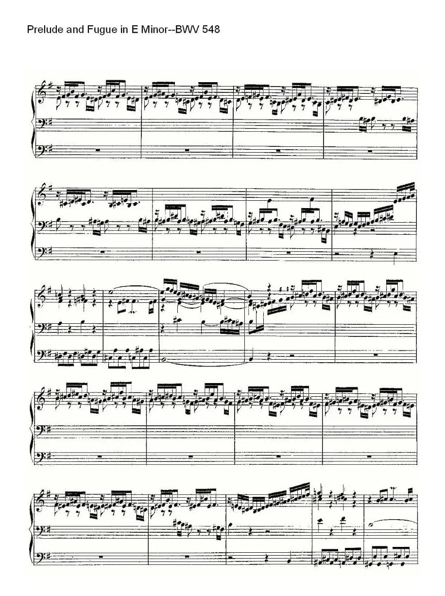 Prelude and Fugue in E Minor--BWV 548 (管风琴谱)