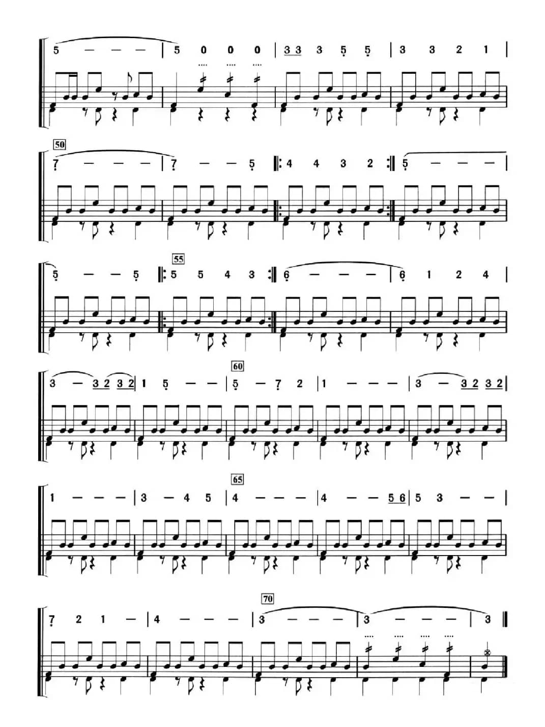 [美]伤感的电影（架子鼓、简谱+鼓谱）