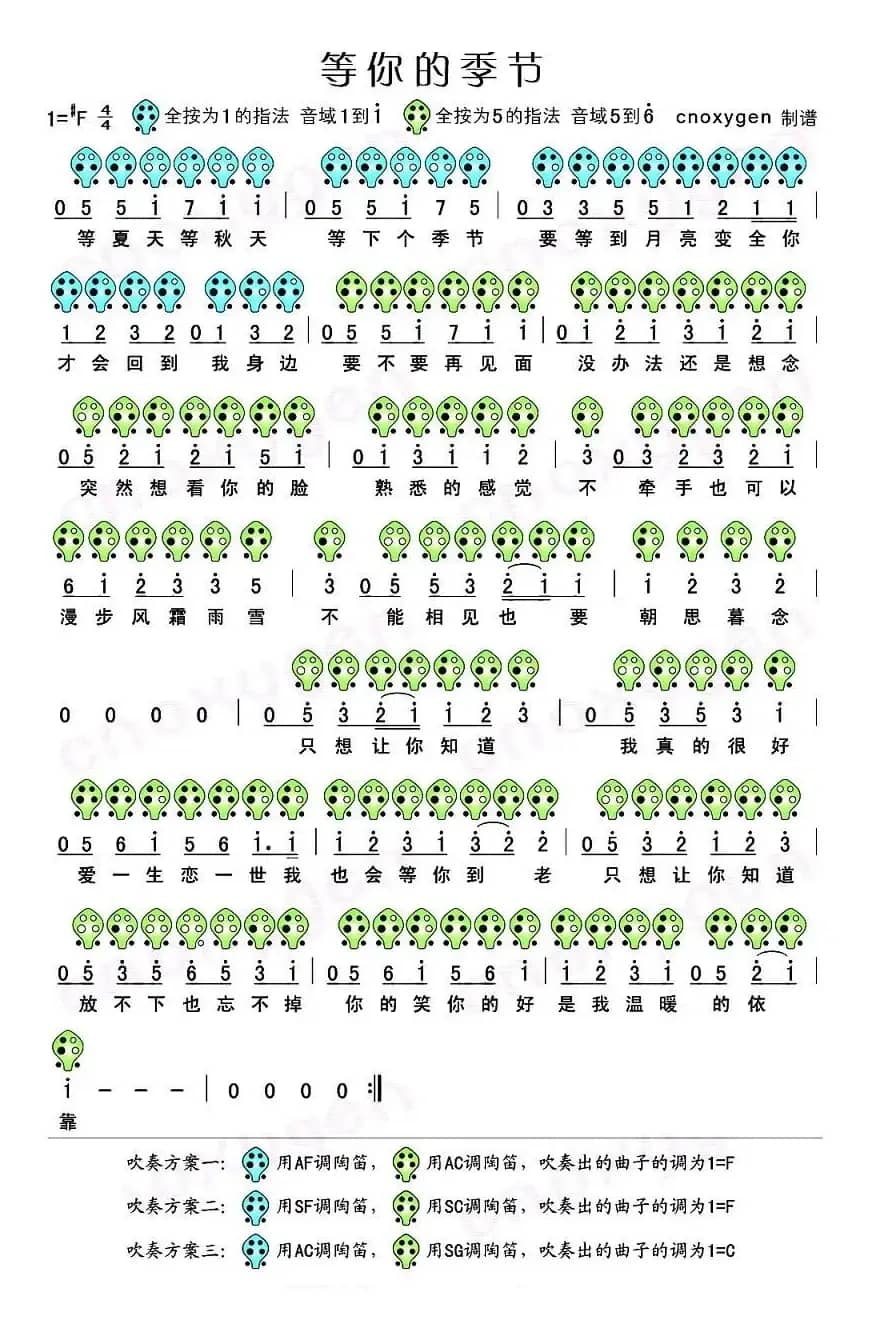 等你的季节（电视剧《步步惊心》插曲 [陶笛谱]）