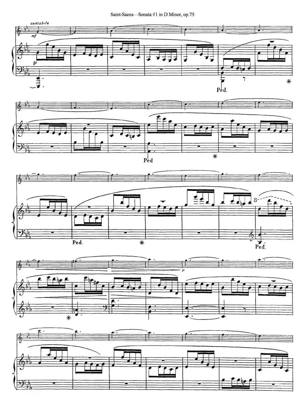 Violin Sonata No.1 in D Minor Op.75（小提琴+钢琴伴奏）