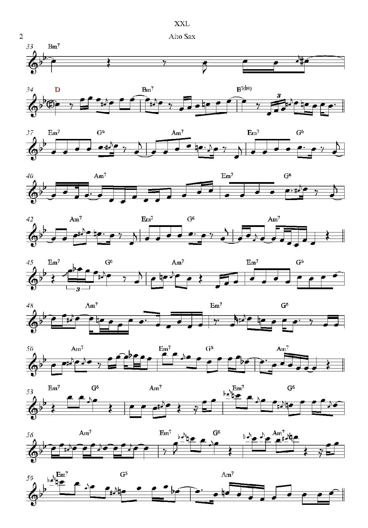 XXL（中音萨克斯谱）