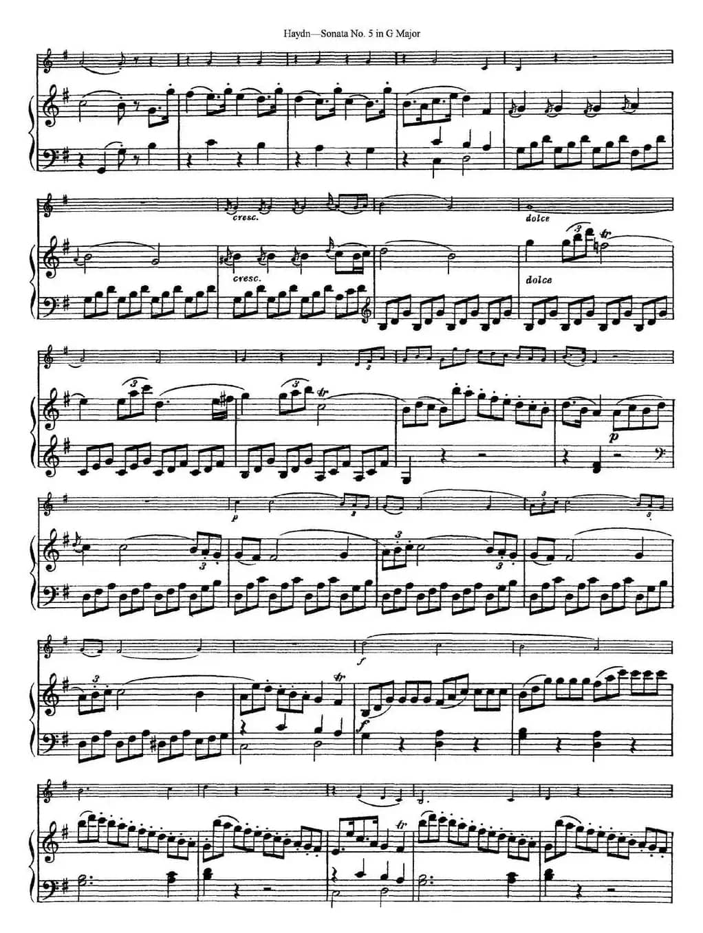 Violin Sonata No.5 in G Major（小提琴+钢琴伴奏）
