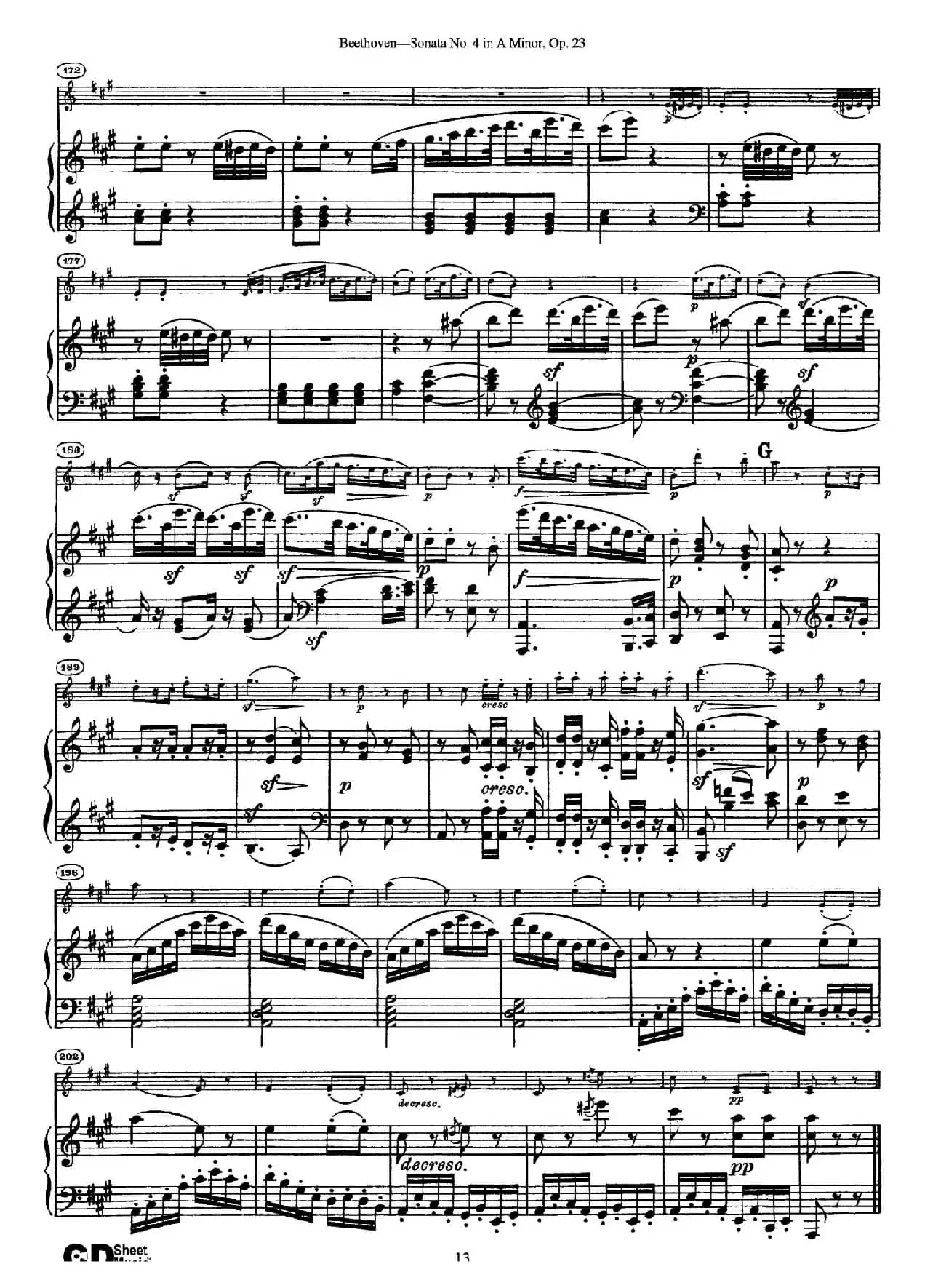 A小调第四小提琴奏鸣曲（Sonata No.4 in A Minor Op.23）（小提琴+钢琴伴奏）