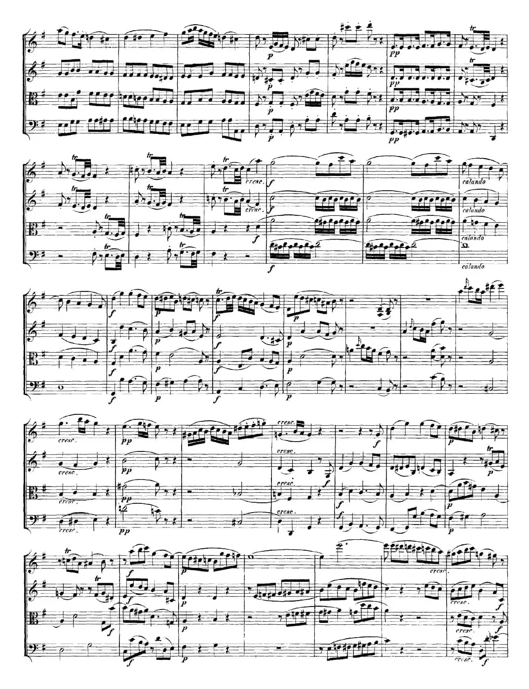 Mozart《Quartet No.14 in G Major,K.387》（总谱）