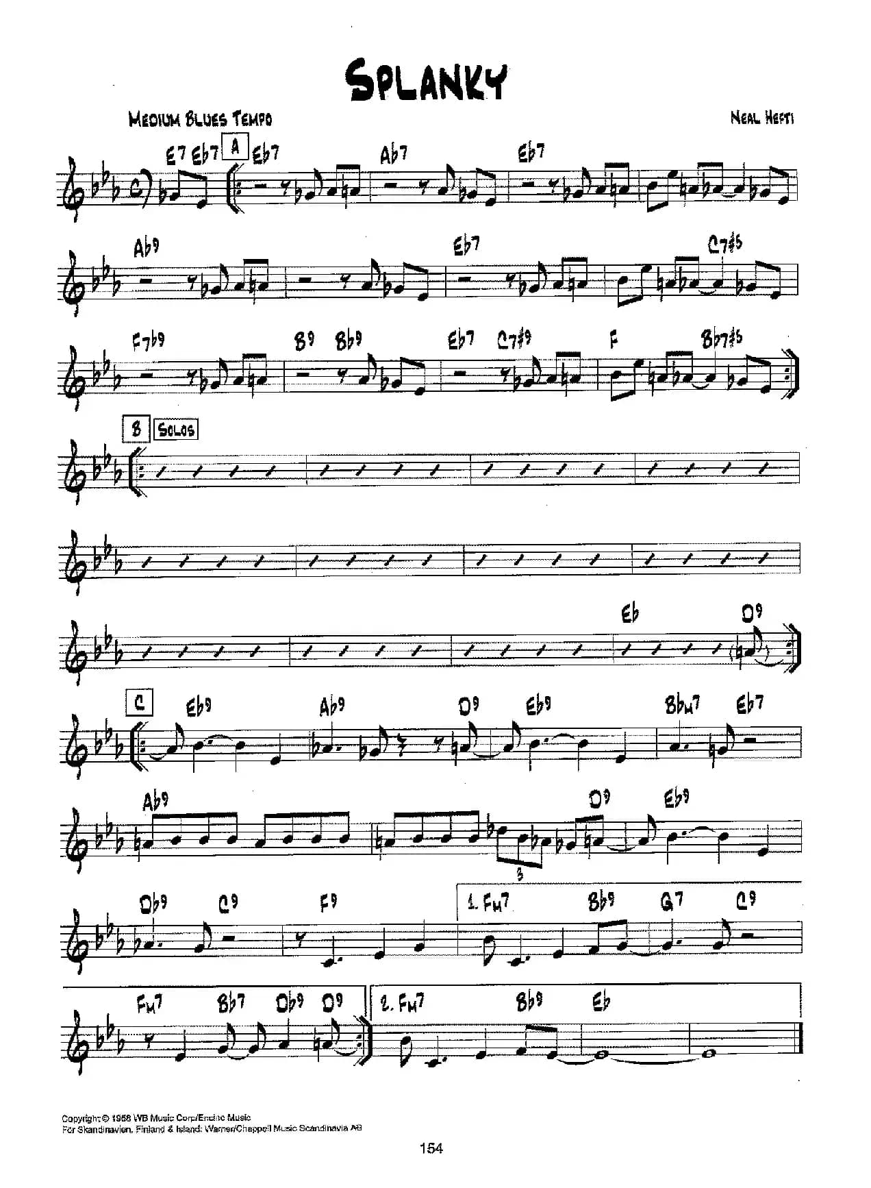 降B爵士乐谱：SPLANKY