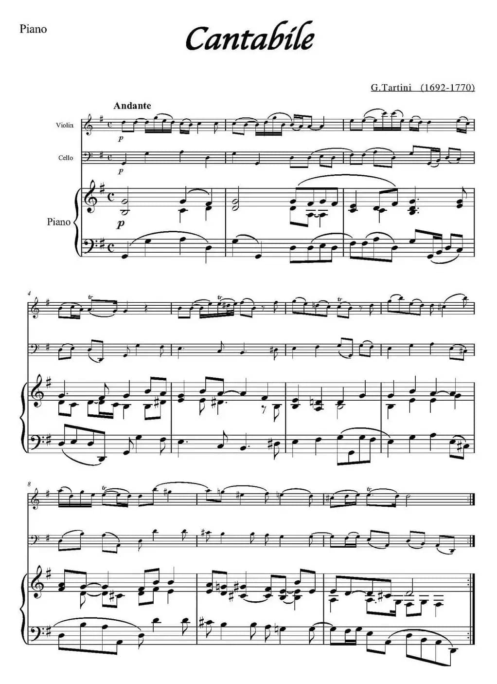 Cantabile（小提琴+大提琴+钢琴伴奏）