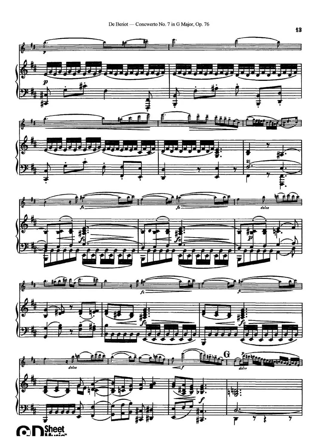 G大调第七协奏曲（Concerto No.7 in G Major）Op.76（小提琴+钢琴伴奏）