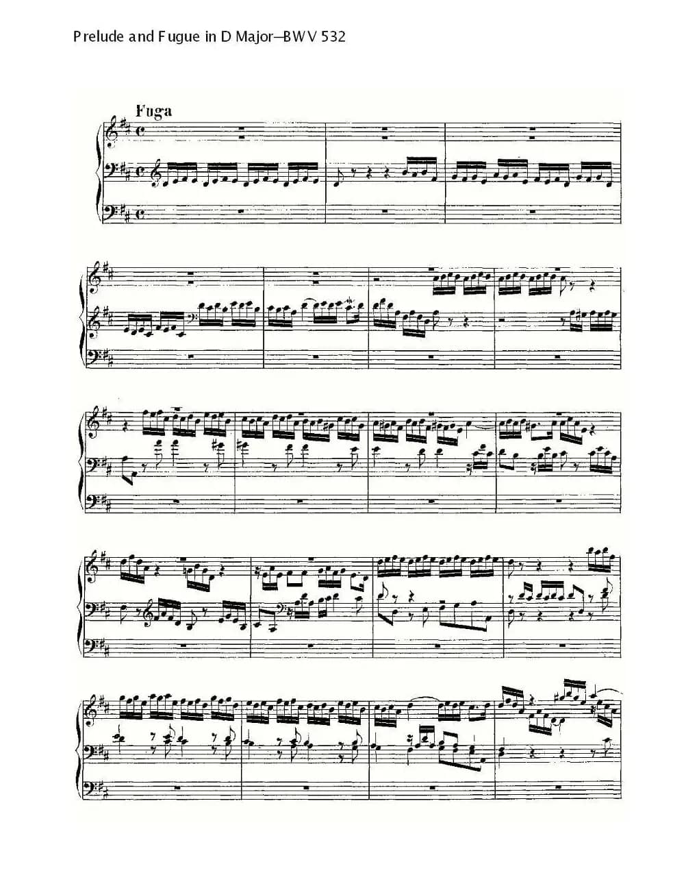 Prelude and Fugue in D Major--BWV 532  （管风琴谱）