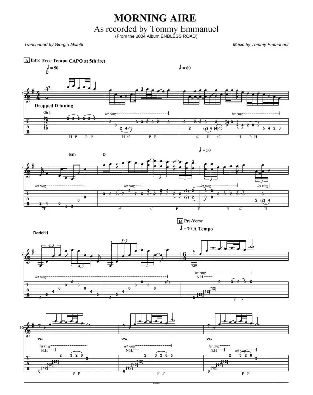 tommy emmanuel：morning aire（指弹吉他）